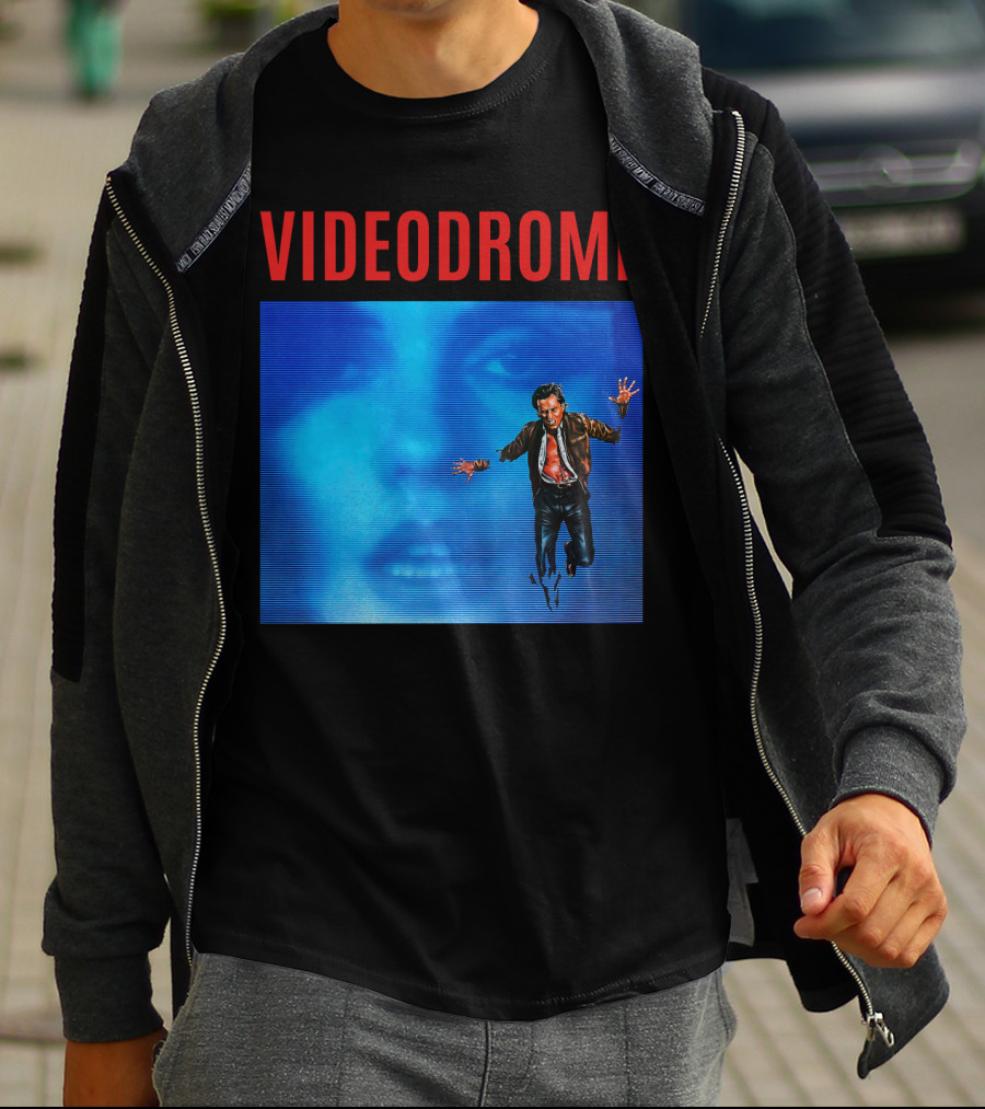Videodrome Blue Screen Face And Man Jumping T-Shirt