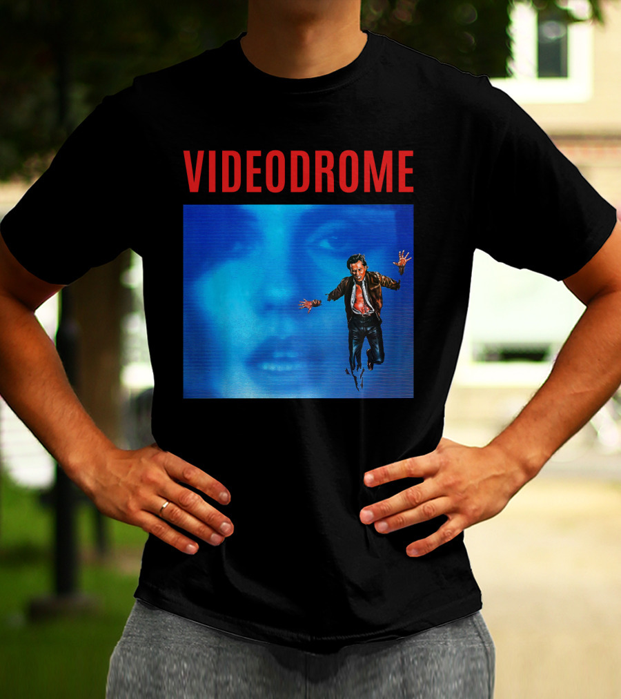 Videodrome Blue Screen Face And Man Jumping T-Shirt