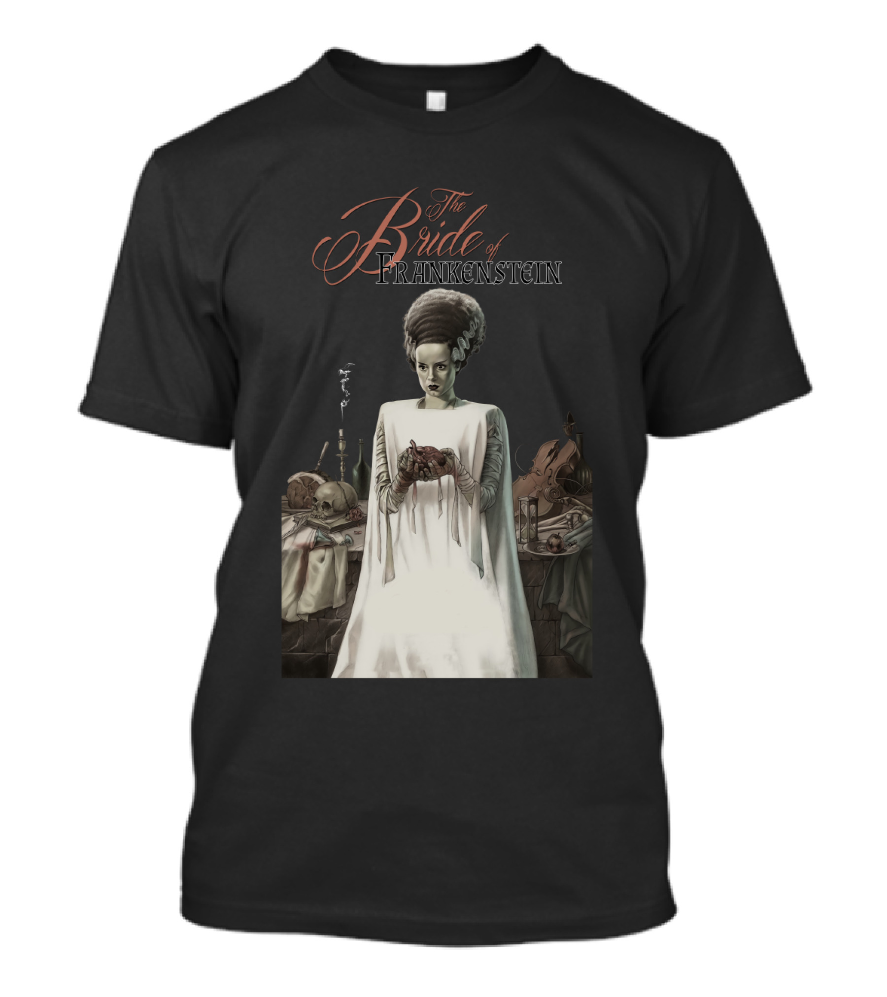 The Bride Of Frankenstein Classic Gothic Horror Scene With Laboratory Elements T-Shirt