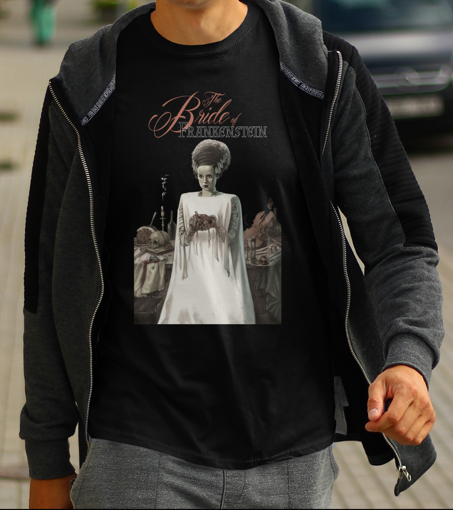 The Bride Of Frankenstein Classic Gothic Horror Scene With Laboratory Elements T-Shirt