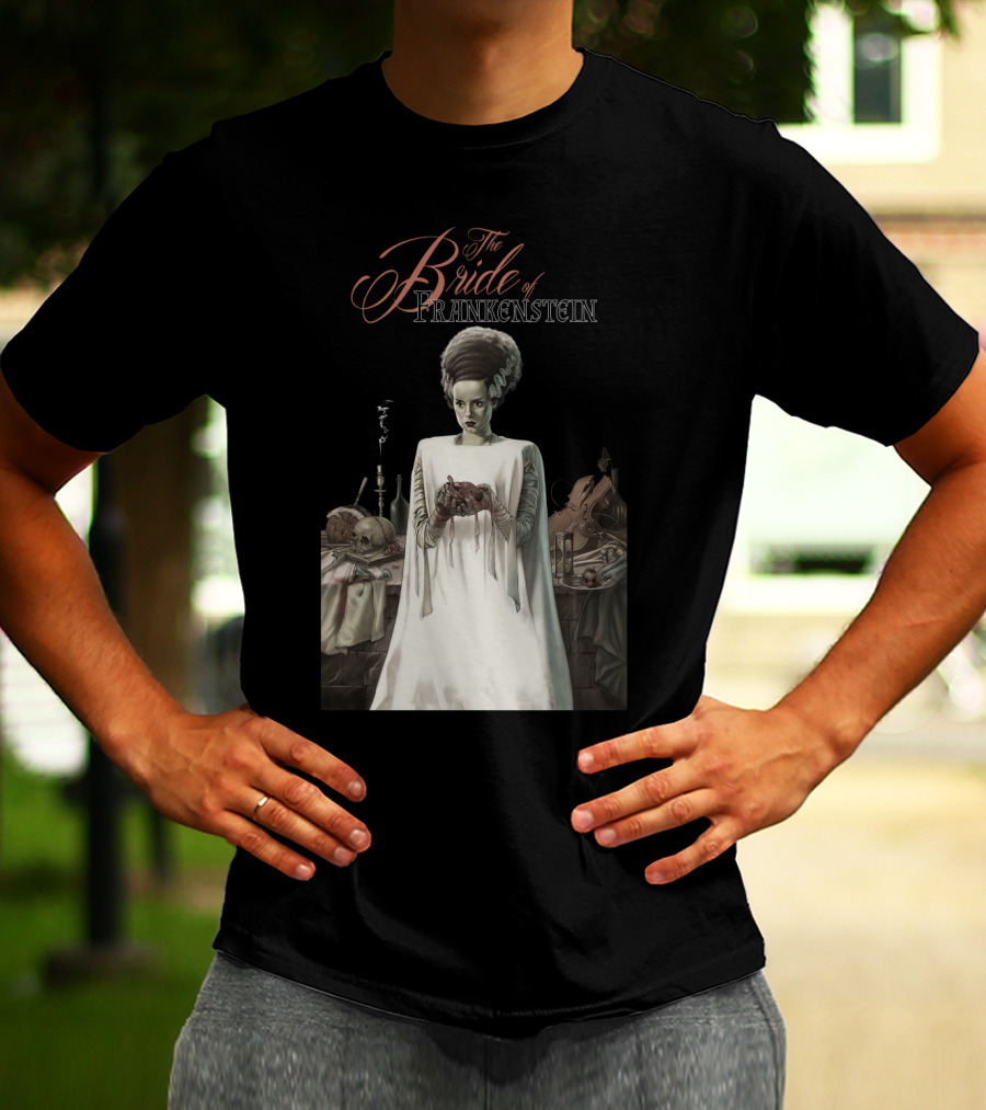 The Bride Of Frankenstein Classic Gothic Horror Scene With Laboratory Elements T-Shirt
