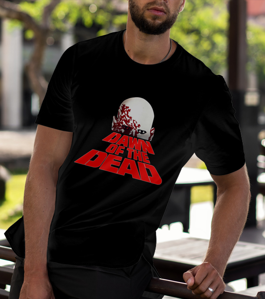 Dawn Of The Dead Zombie Head Red Text T-Shirt