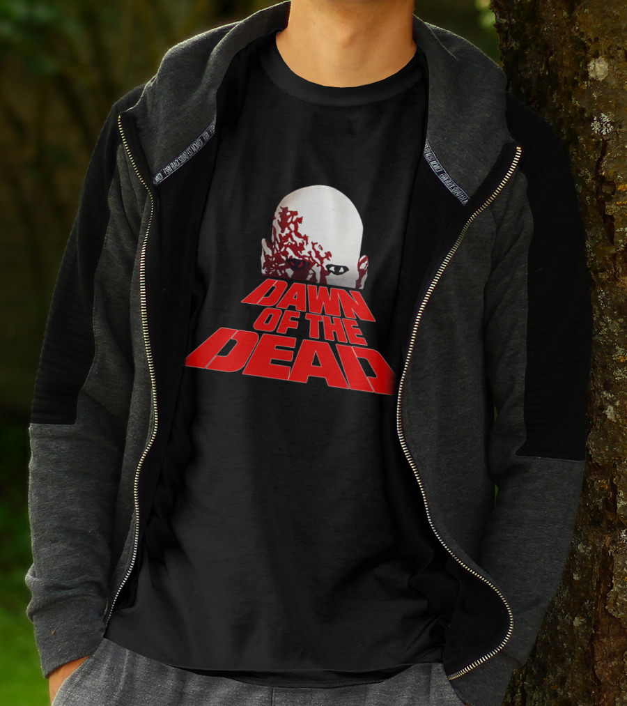 Dawn Of The Dead Zombie Head Red Text T-Shirt