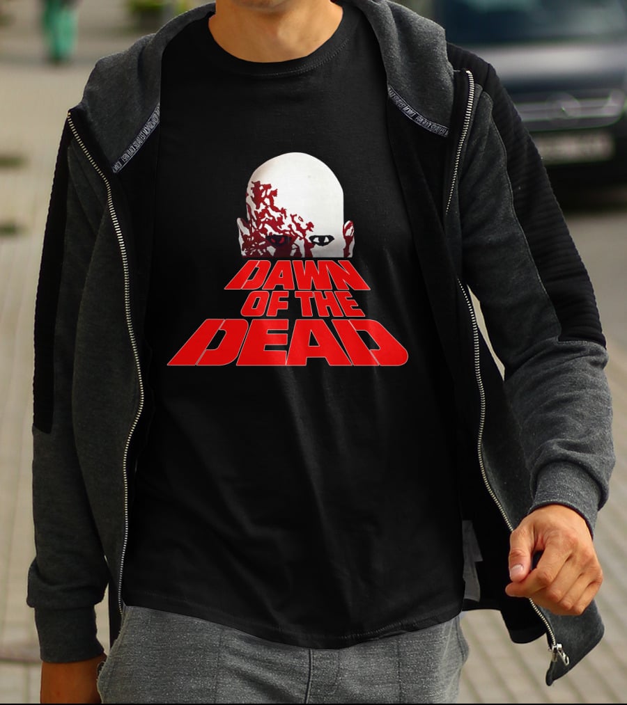 Dawn Of The Dead Zombie Head Red Text T-Shirt