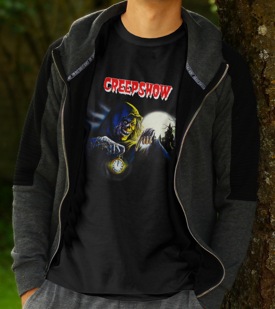 Creepshow Grinning Ghoul With Clock And Haunted Castle T-Shirt