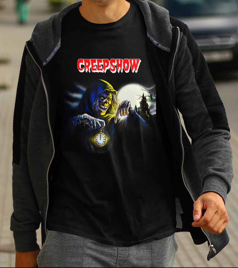 Creepshow Grinning Ghoul With Clock And Haunted Castle T-Shirt