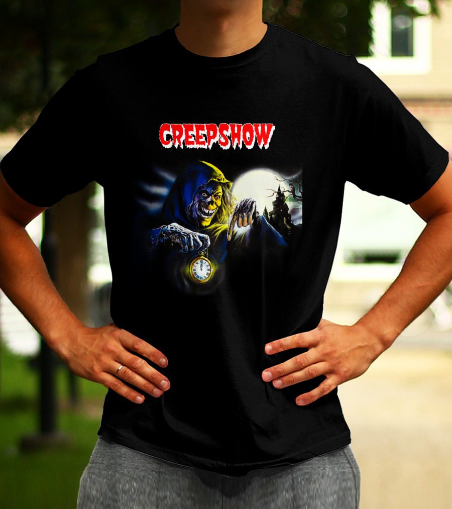 Creepshow Grinning Ghoul With Clock And Haunted Castle T-Shirt