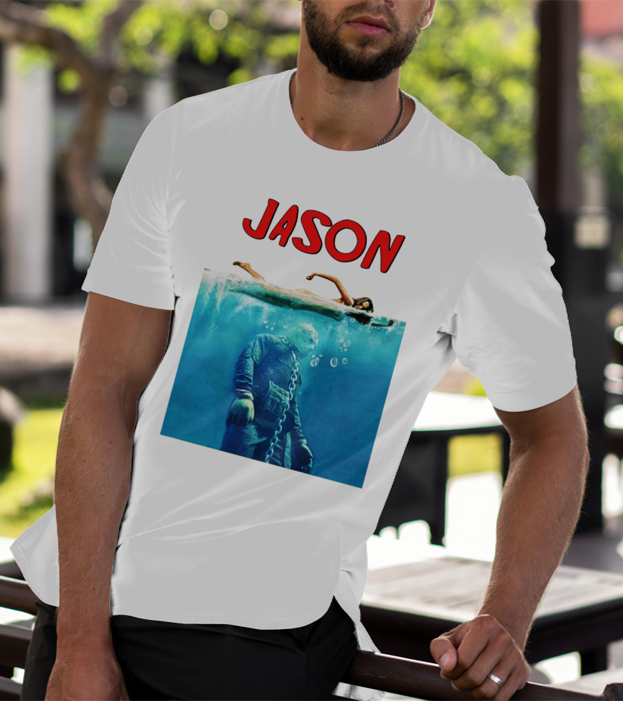 Jaws Jason Voorhees Underwater Horror Mashup T-Shirt