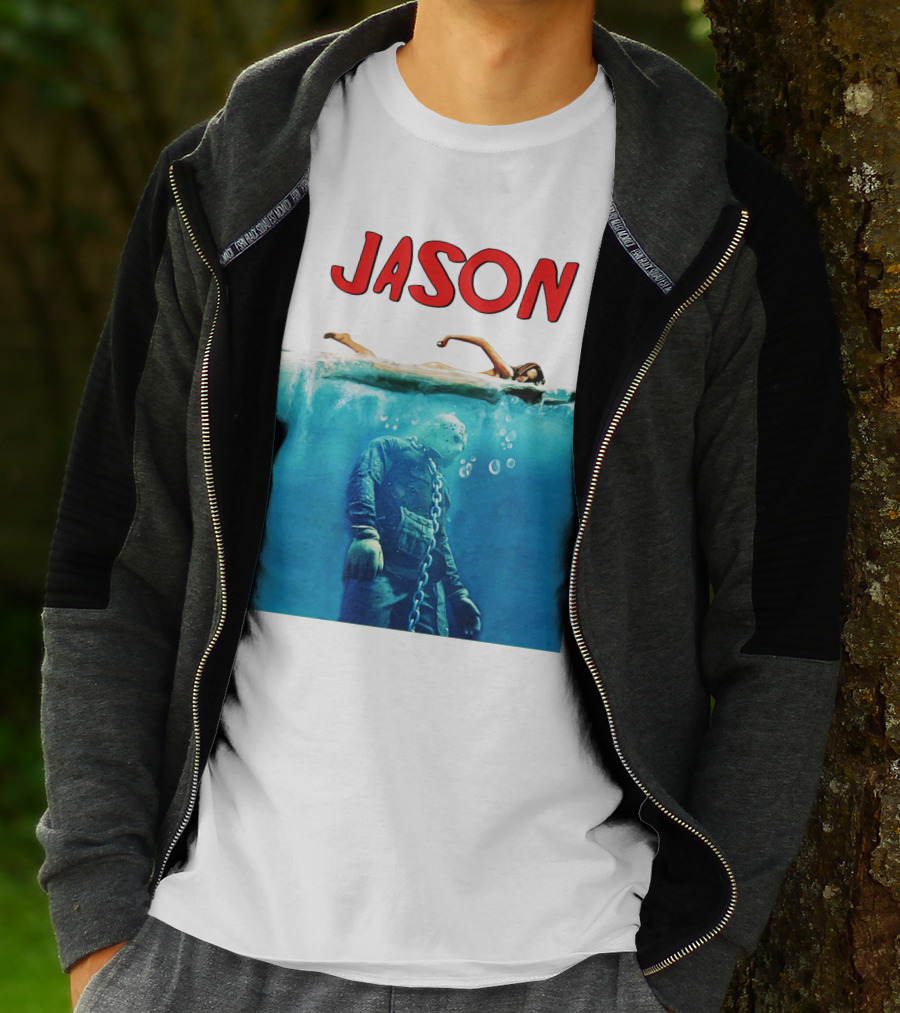 Jaws Jason Voorhees Underwater Horror Mashup T-Shirt