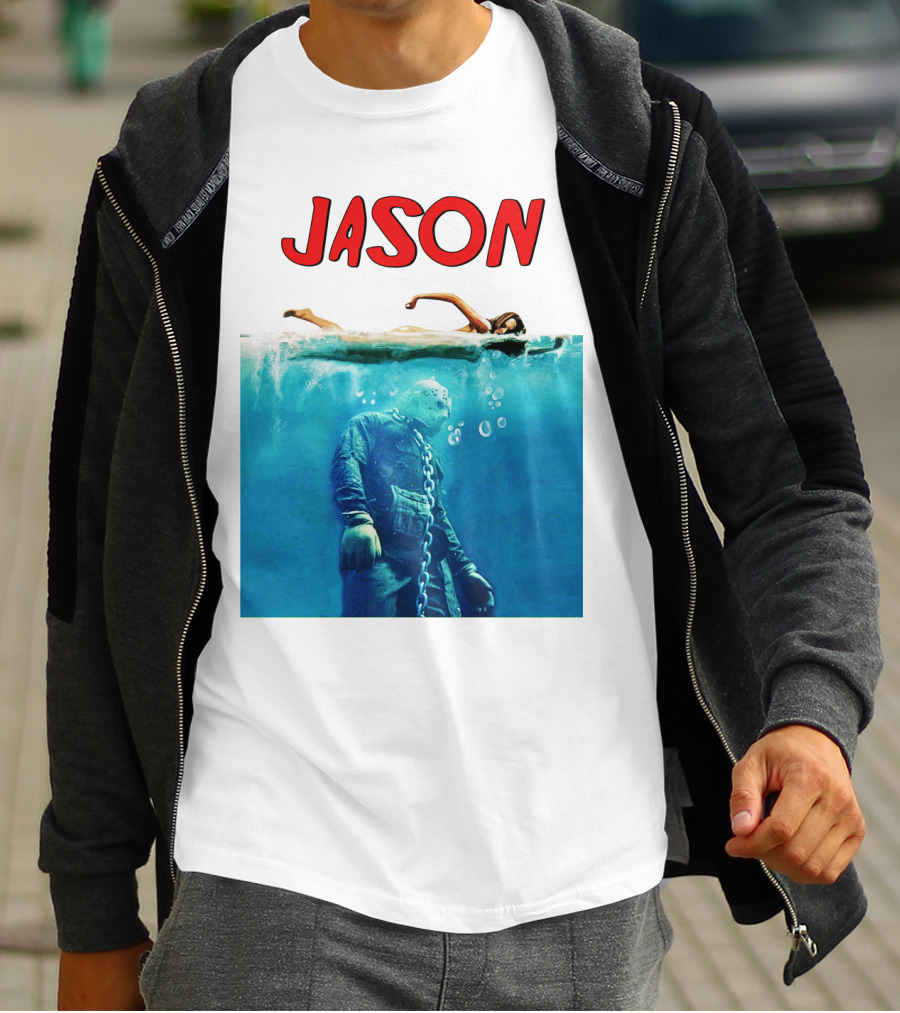 Jaws Jason Voorhees Underwater Horror Mashup T-Shirt