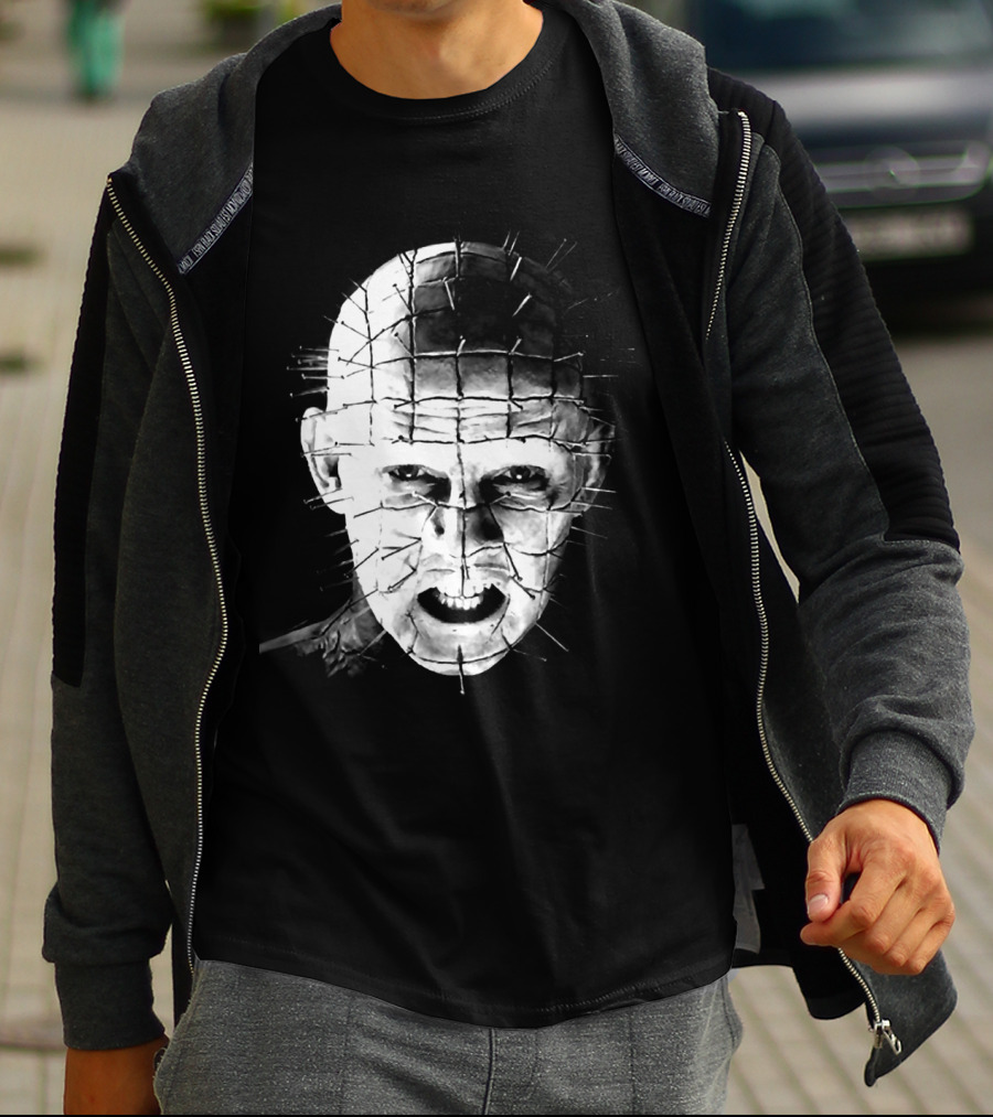 Hellraiser Pinhead Horror Icon Grayscale T-Shirt