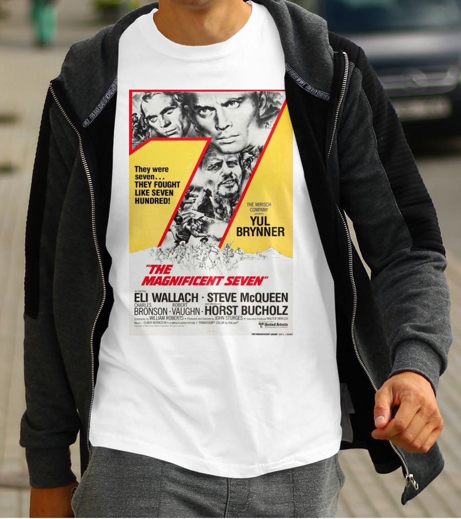 The Magnificent Seven 1960 Yul Brynner Steve McQueen Eli Wallach Charles Bronson Robert Vaughn Horst Buchholz T-Shirt
