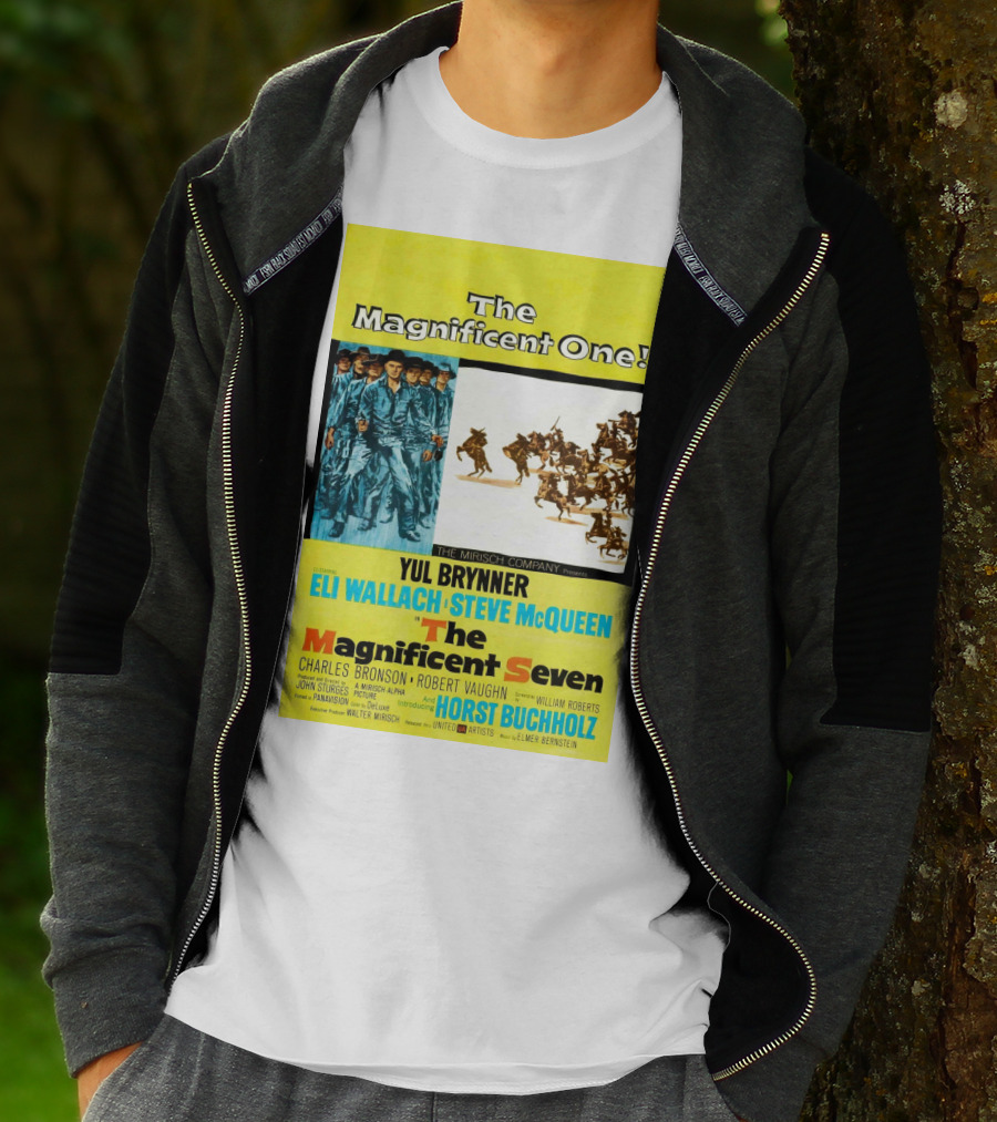 The Magnificent Seven 1960 Steve McQueen Yul Brynner Eli Wallach Movie T-Shirt