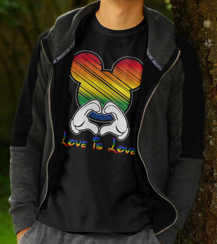 Love Is Love Rainbow Mickey Heart Hands T-Shirt