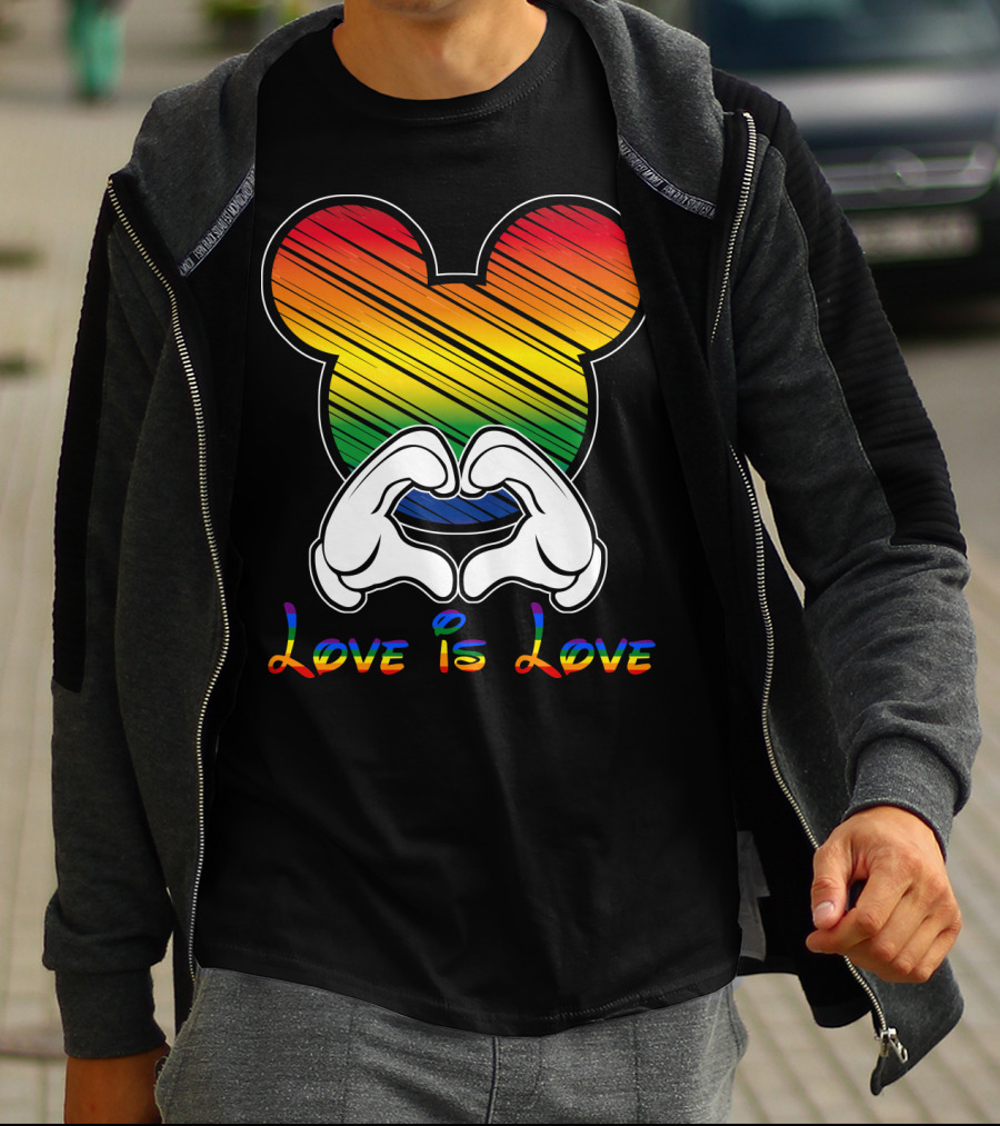 Love Is Love Rainbow Mickey Heart Hands T-Shirt