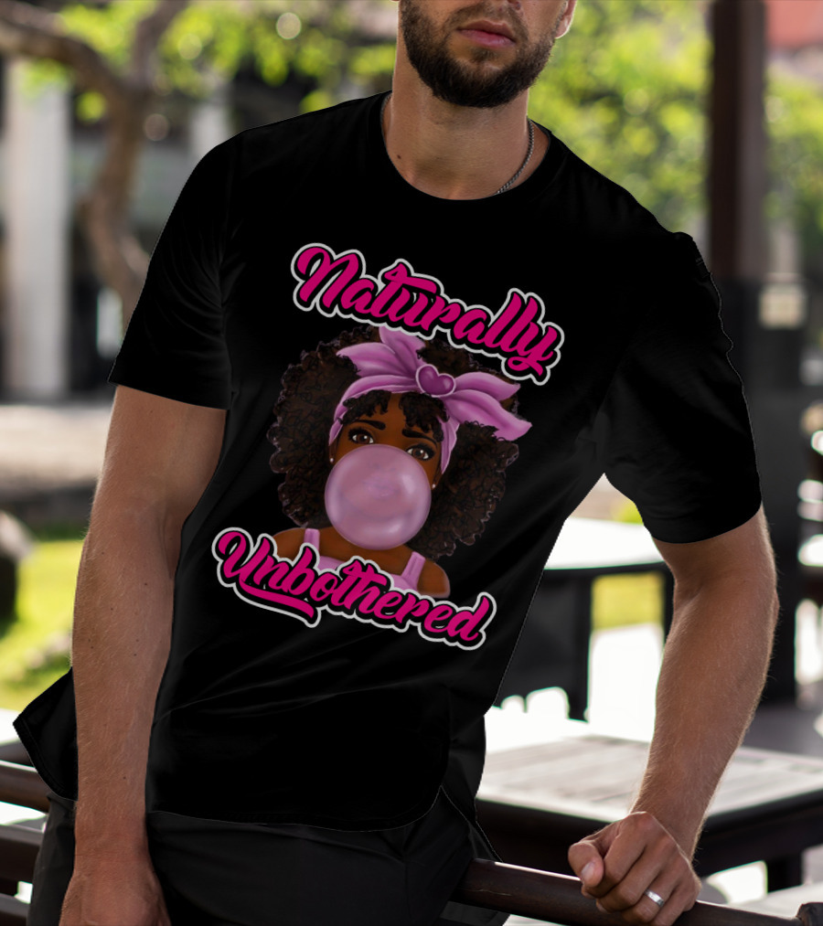 Naturally Unbothered Pink Headband Bubble Gum Afro T-Shirt