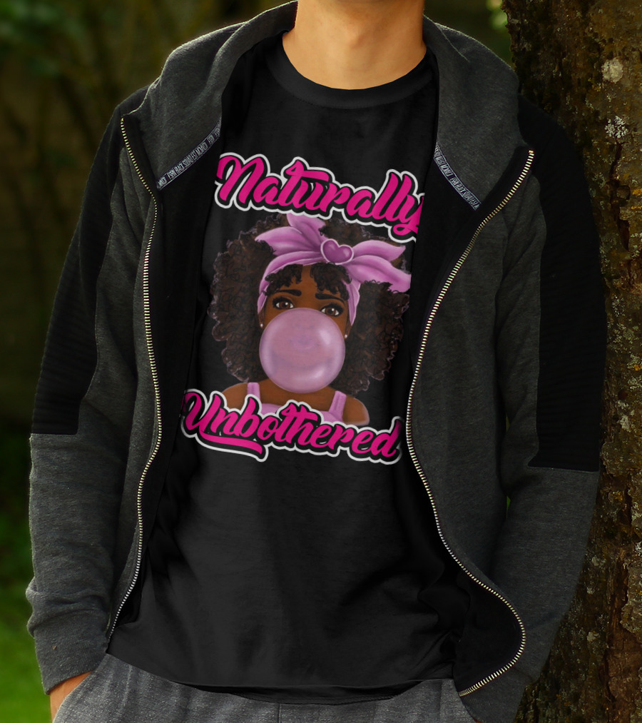 Naturally Unbothered Pink Headband Bubble Gum Afro T-Shirt
