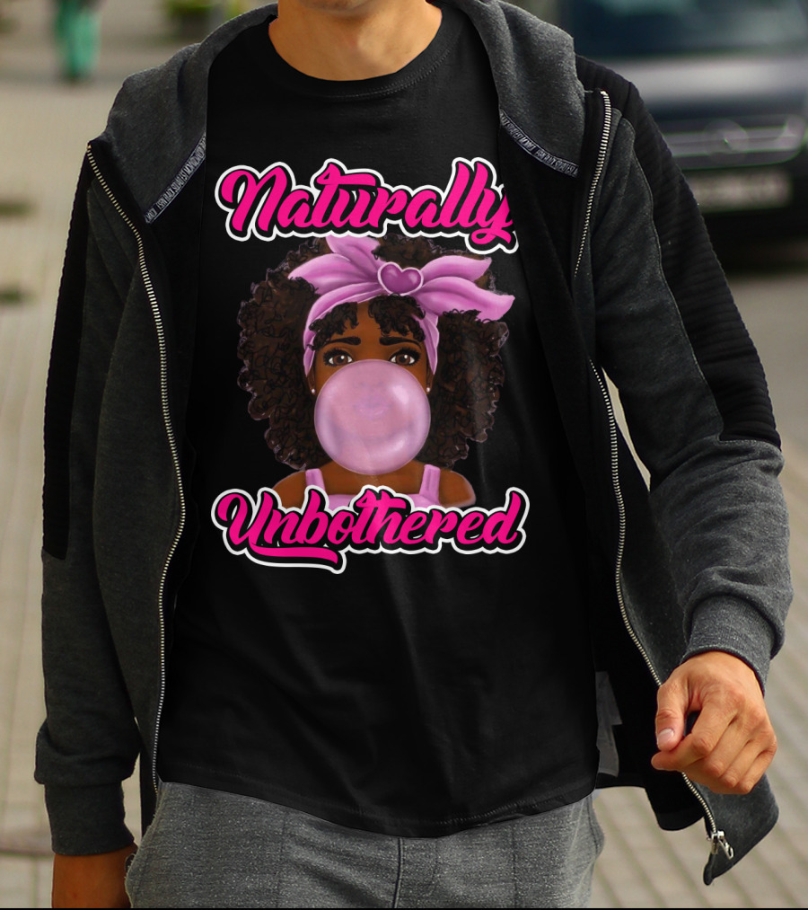 Naturally Unbothered Pink Headband Bubble Gum Afro T-Shirt