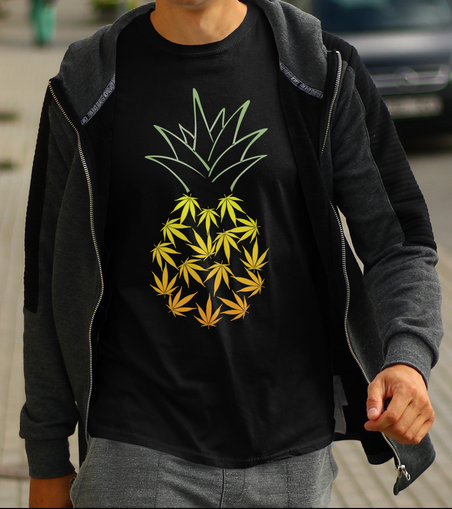 Weed Pineapple Cannabis Leaf Fusion T-Shirt