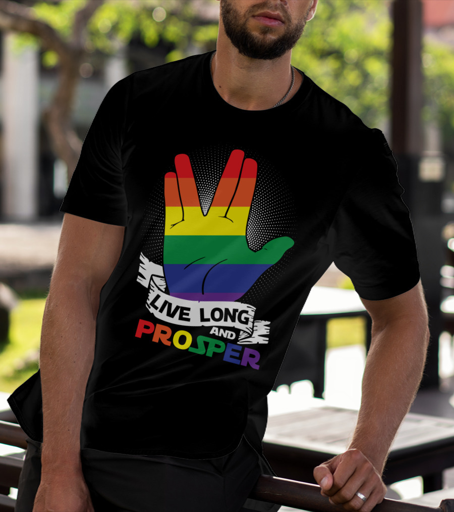 Live Long And Prosper Rainbow Hand Gesture T-Shirt