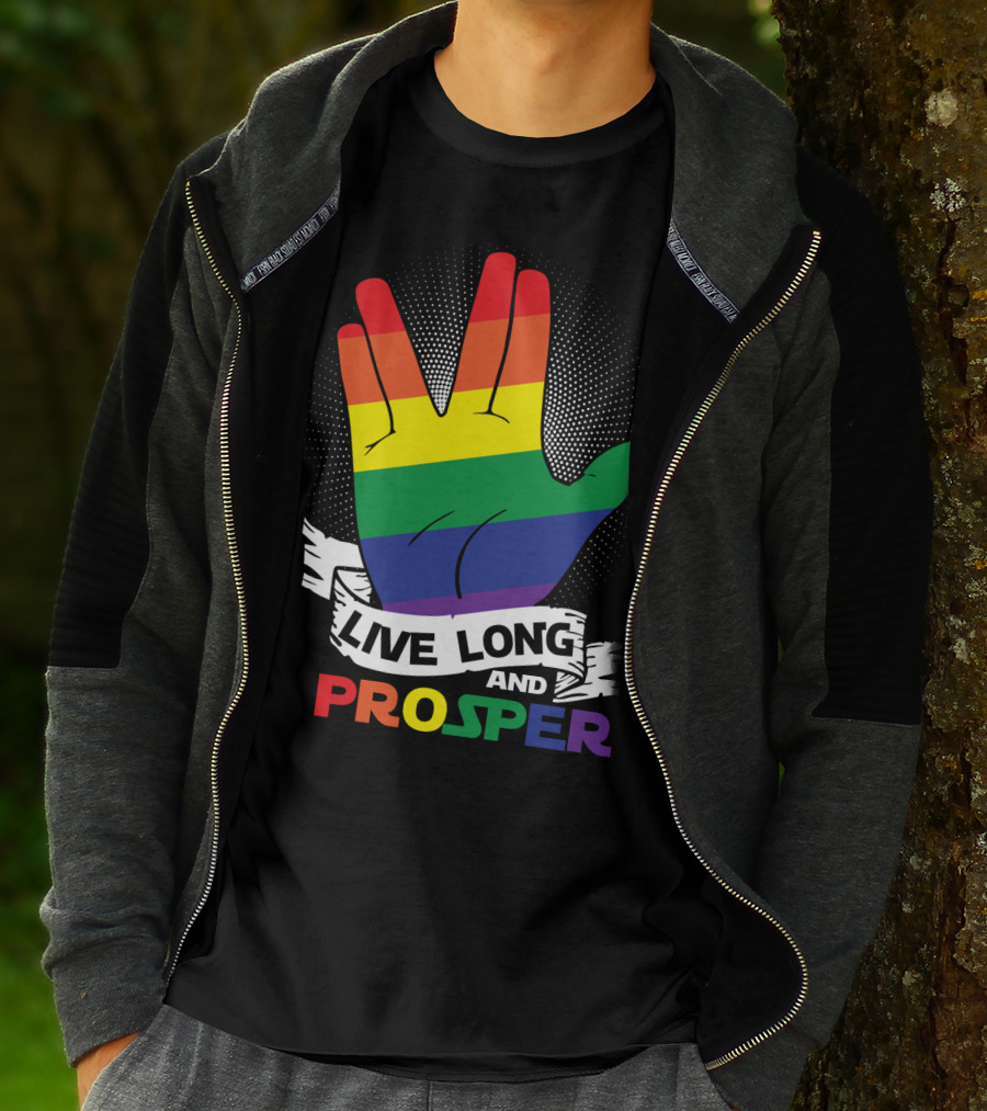 Live Long And Prosper Rainbow Hand Gesture T-Shirt