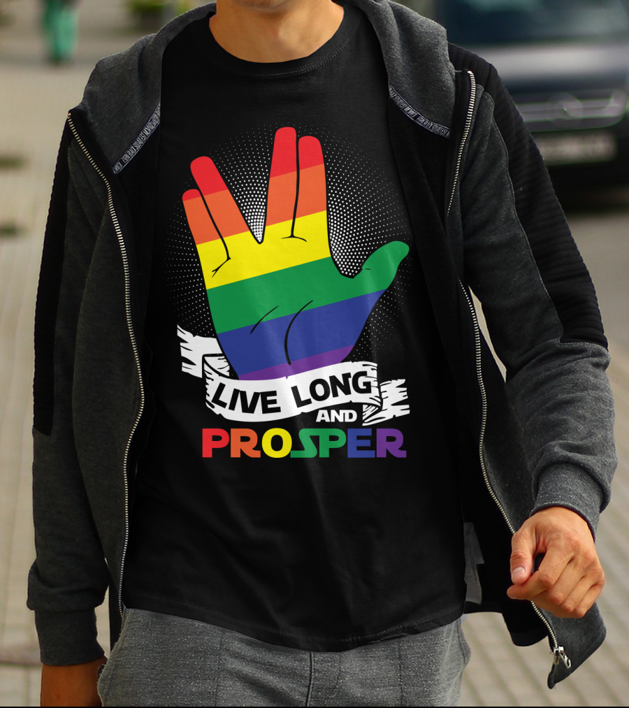 Live Long And Prosper Rainbow Hand Gesture T-Shirt