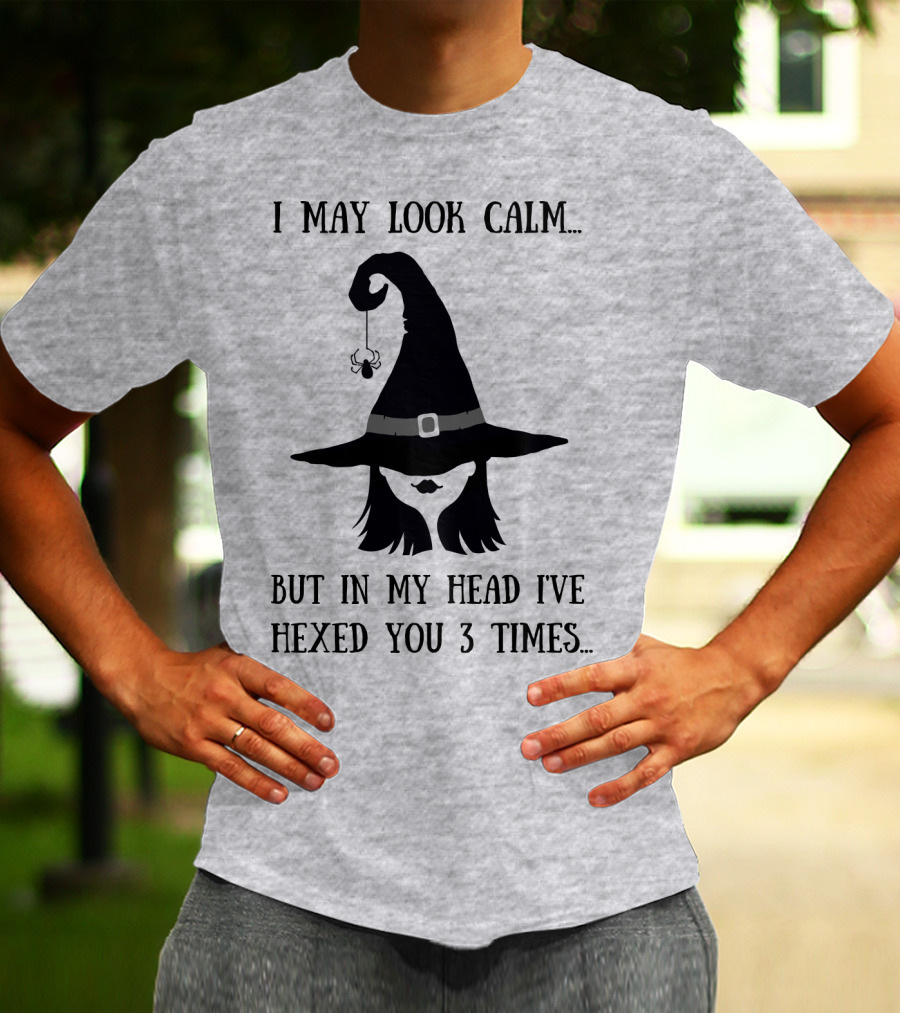 I May Look Calm But In My Head I've Hexed You 3 Times Witch Hat And Spider T-Shirt