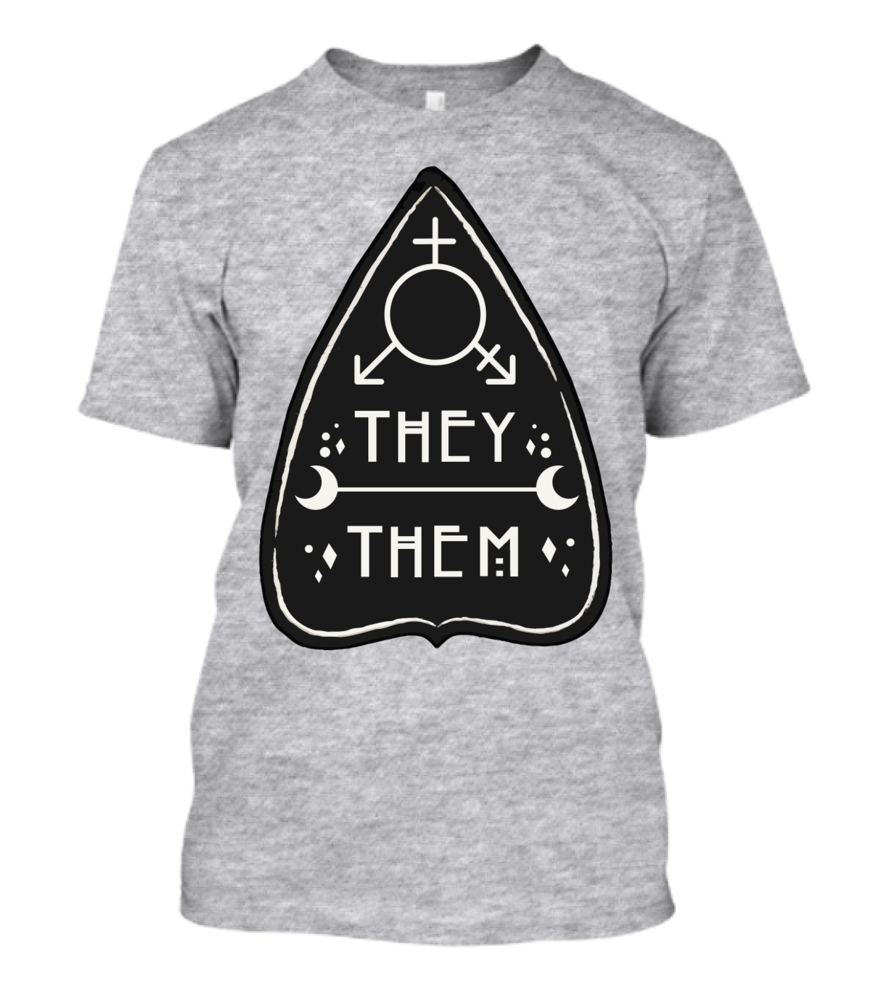 They Them Nonbinary Arrow Symbols Crescent Moons Geometric T-Shirt