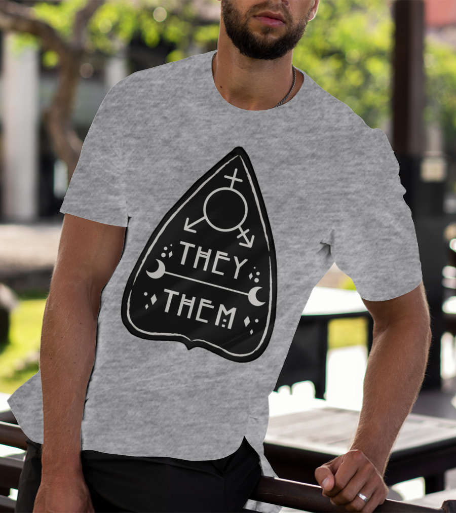 They Them Nonbinary Arrow Symbols Crescent Moons Geometric T-Shirt