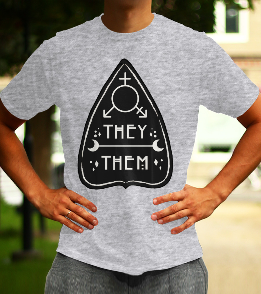 They Them Nonbinary Arrow Symbols Crescent Moons Geometric T-Shirt