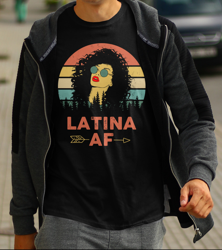 LATINA AF Retro Sunset With Stylized Woman And Arrow T-Shirt