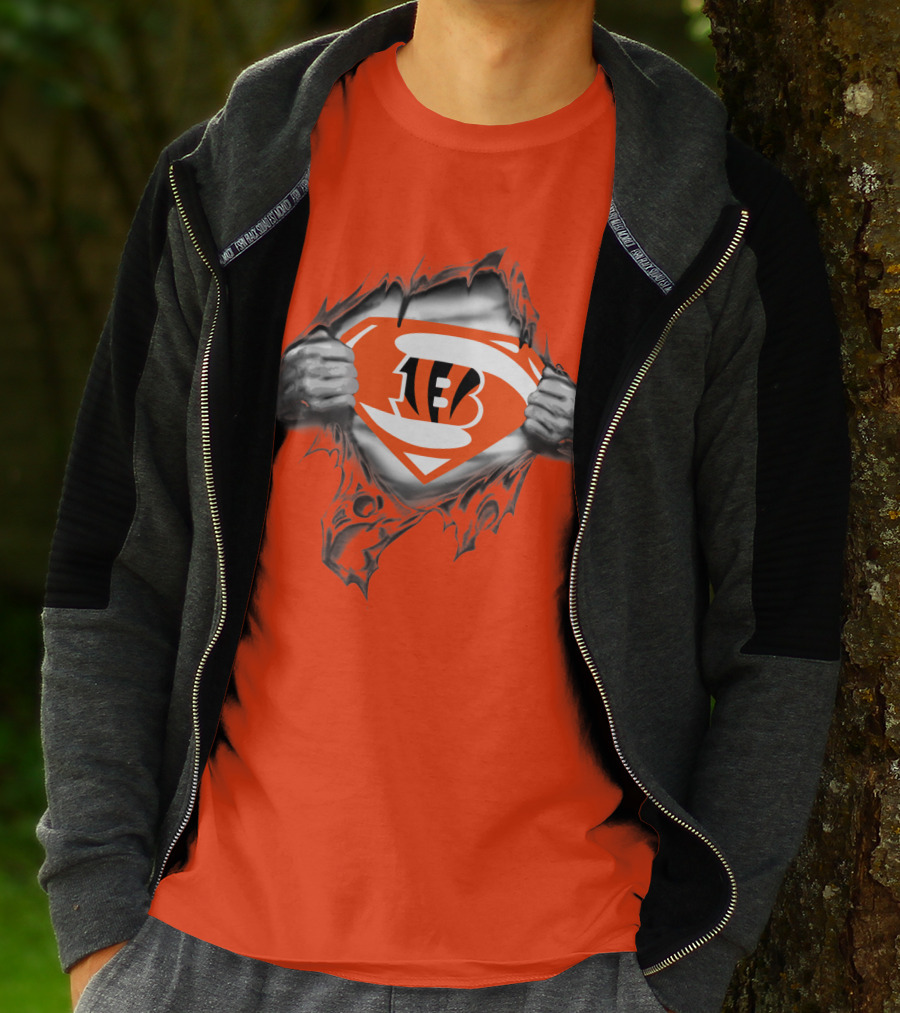 Bengals Superman Emblem Tear T-Shirt