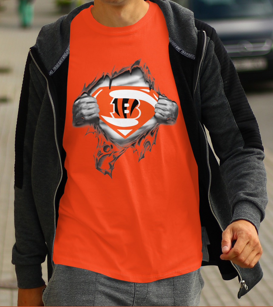 Bengals Superman Emblem Tear T-Shirt