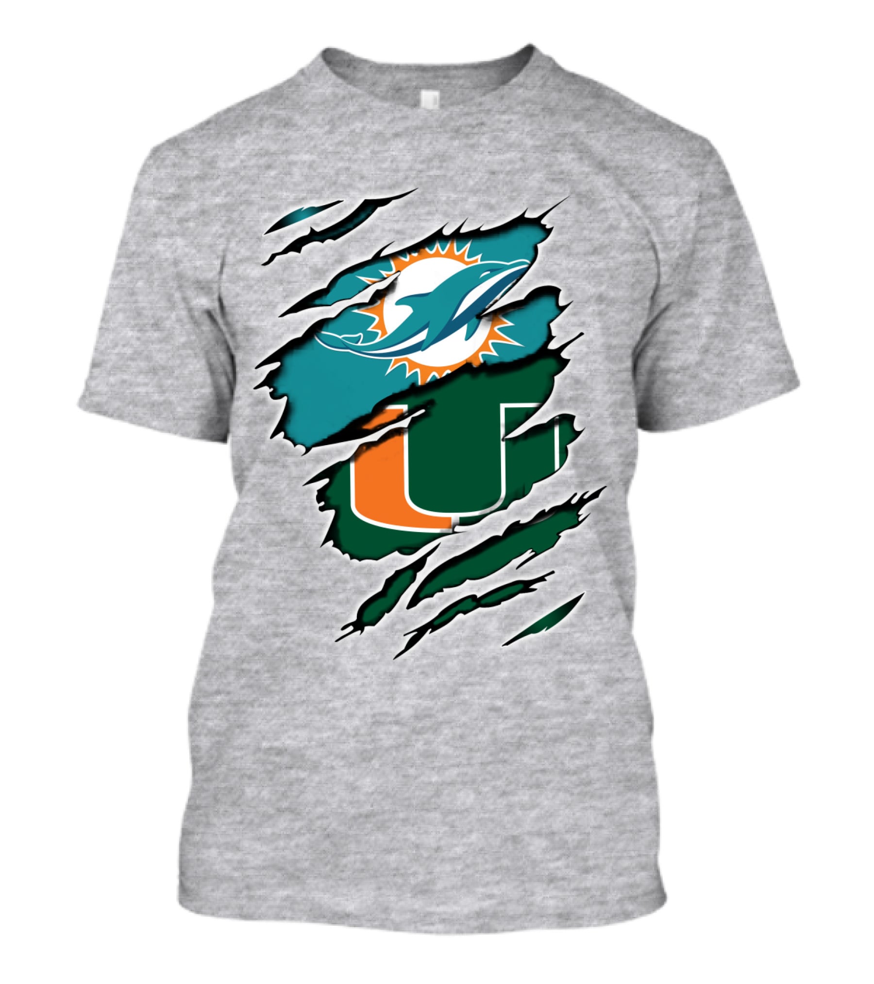 Dolphins Hurricanes Logo Tear Combination T-Shirt