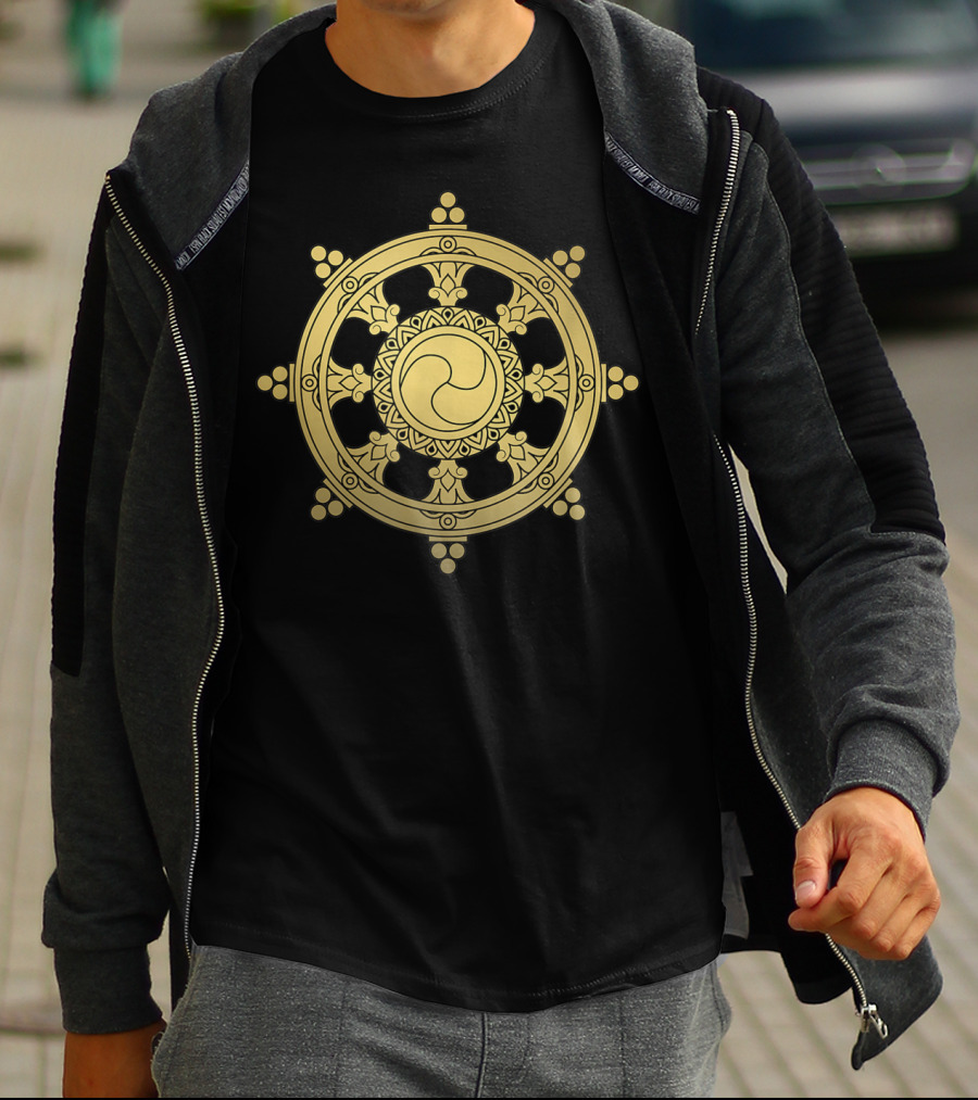 Buddha Gold Dharma Wheel Symbol Buddhist Meditation T-Shirt