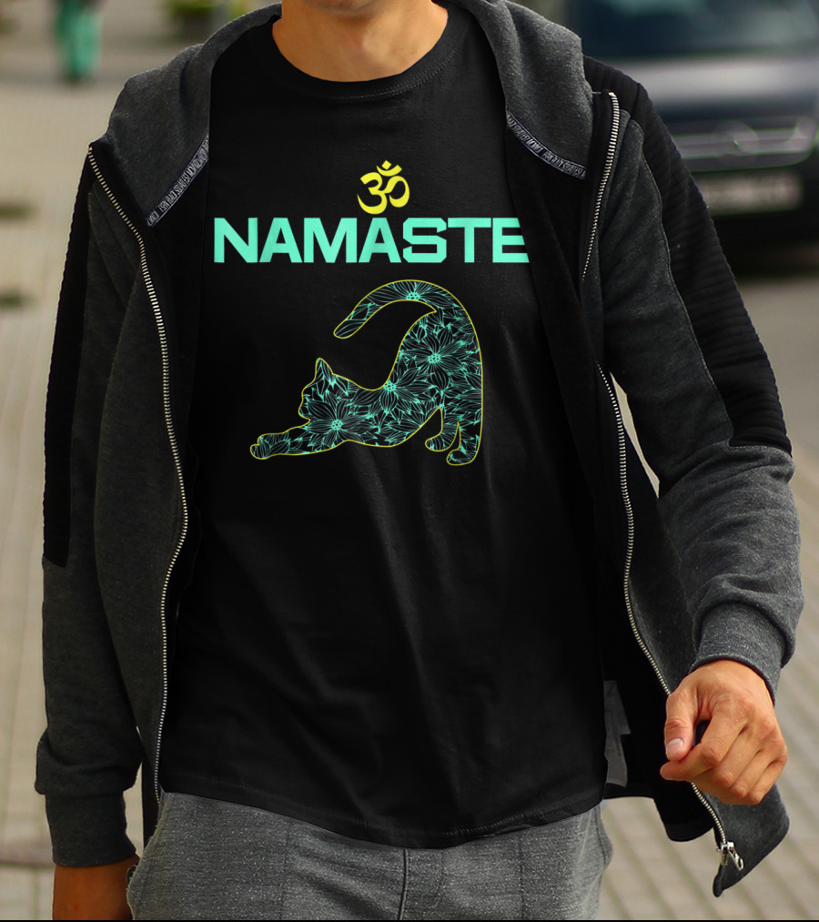 Om Namaste Cat Yoga Ying Yang Balance T-Shirt