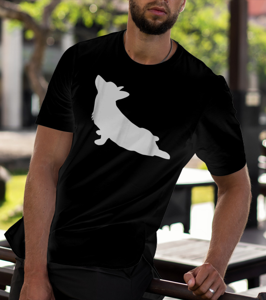 Corgi Yoga Silhouette Stretch Pose T-Shirt