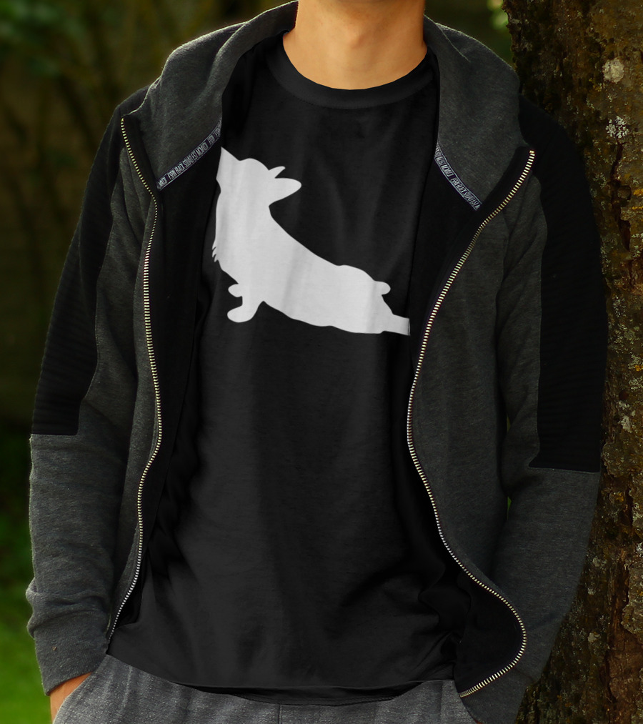 Corgi Yoga Silhouette Stretch Pose T-Shirt