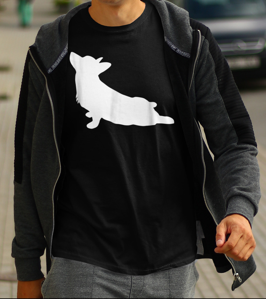 Corgi Yoga Silhouette Stretch Pose T-Shirt