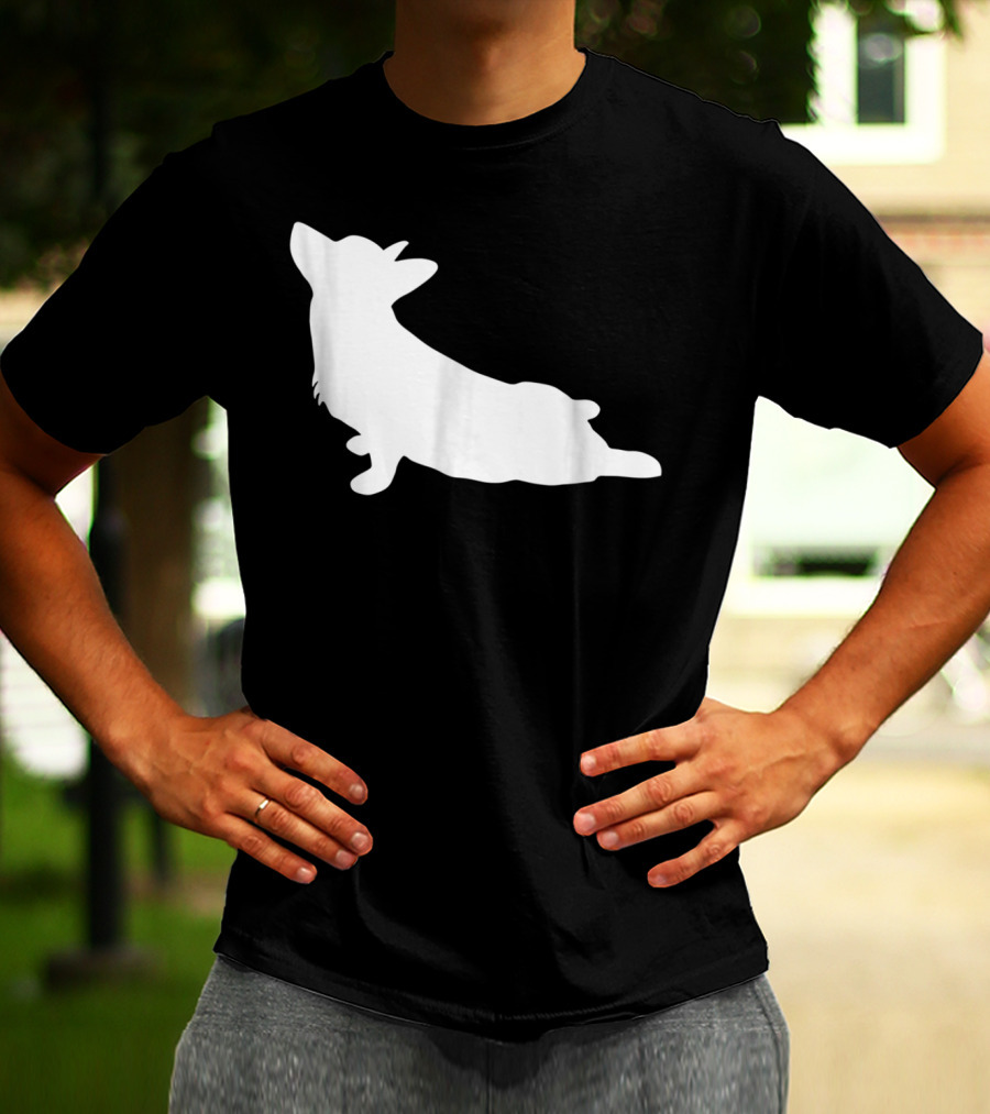 Corgi Yoga Silhouette Stretch Pose T-Shirt