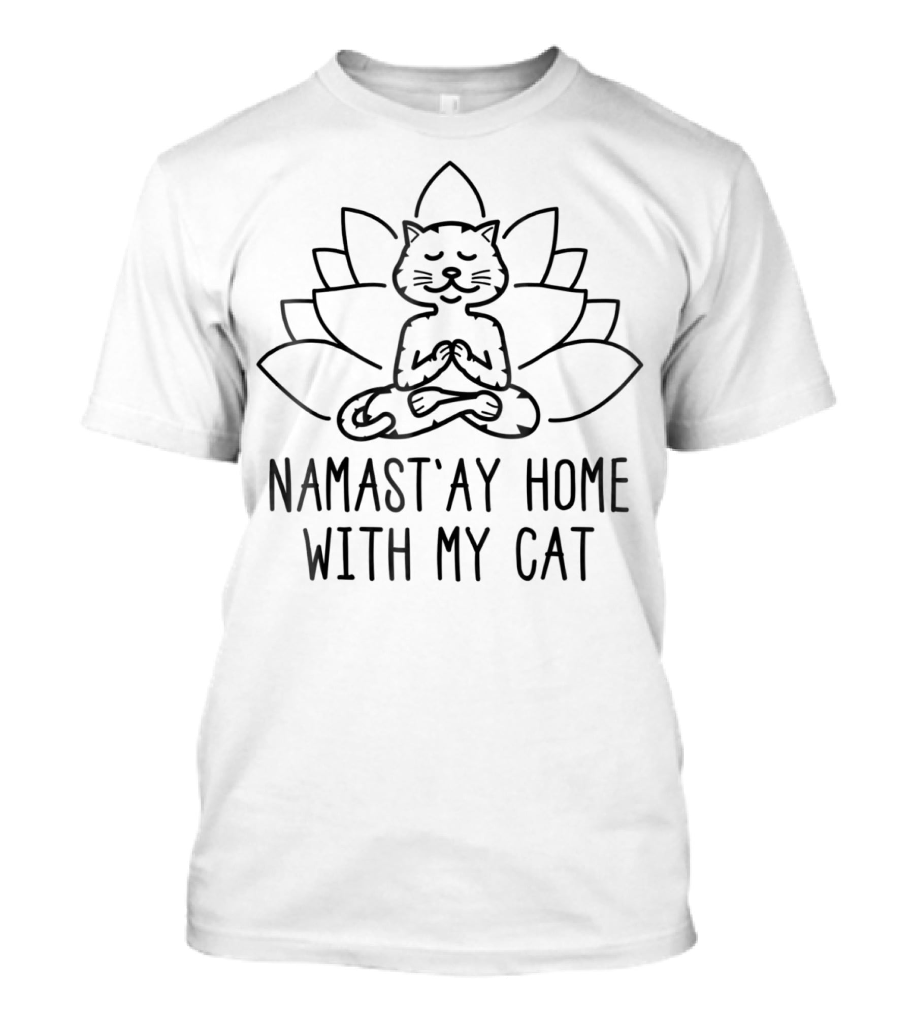 Namast'ay Home With My Cat Yoga Lotus Cute Cat T-Shirt