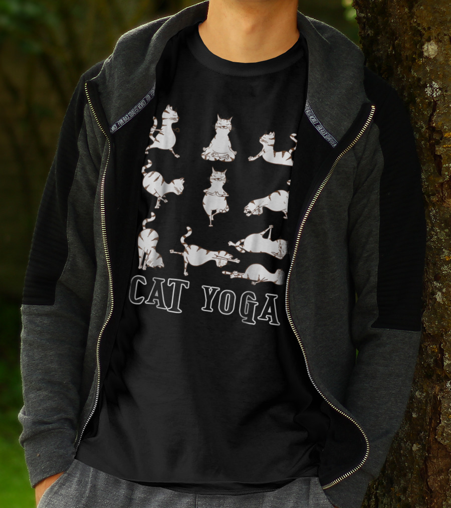Cute Cat Yoga Perfect Meditation Darks Cat Yoga T-Shirt