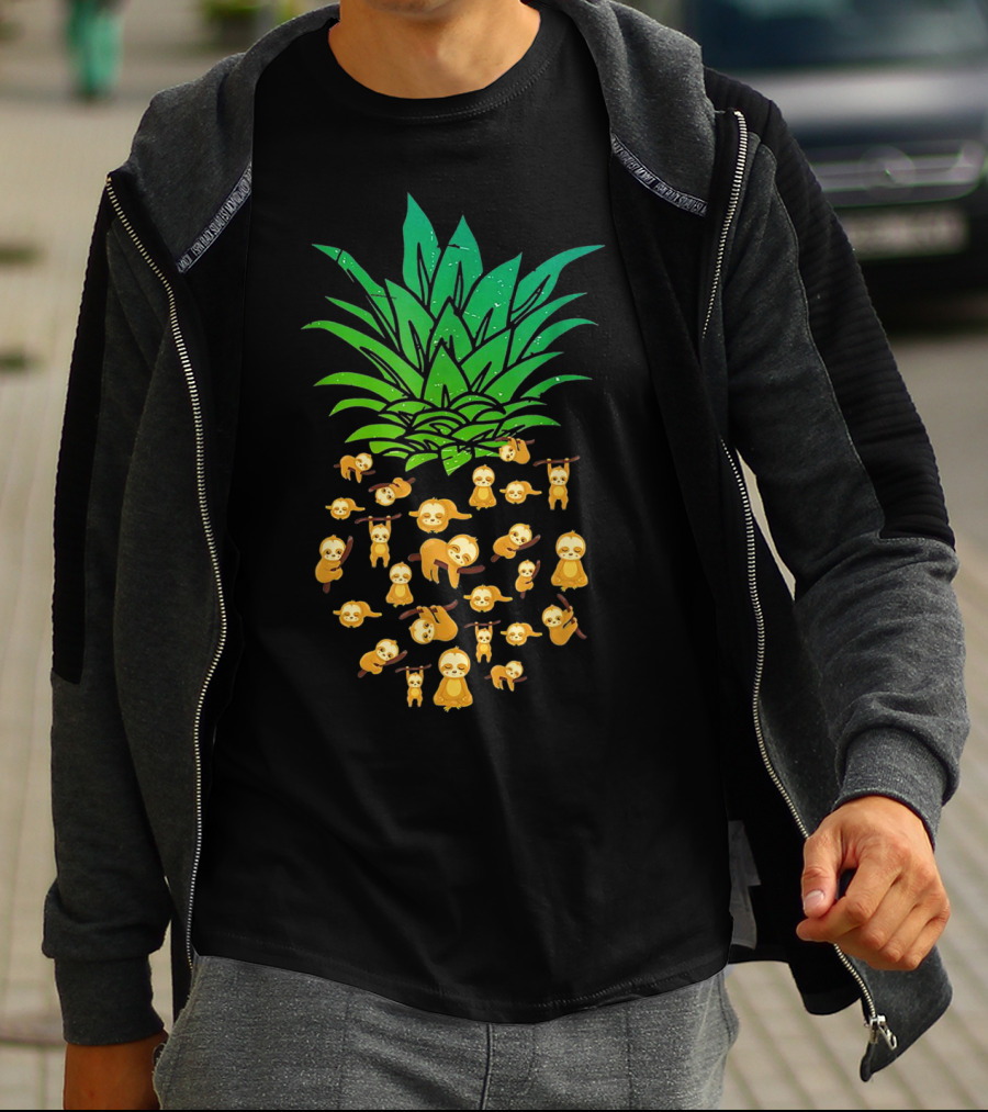 Sloth Lovers Cute Yoga Pineapple T-Shirt