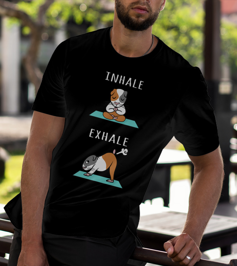 Guinea Pig Yoga Inhale Exhale Funny Pet Meditation T-Shirt