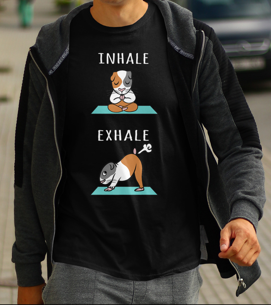 Guinea Pig Yoga Inhale Exhale Funny Pet Meditation T-Shirt