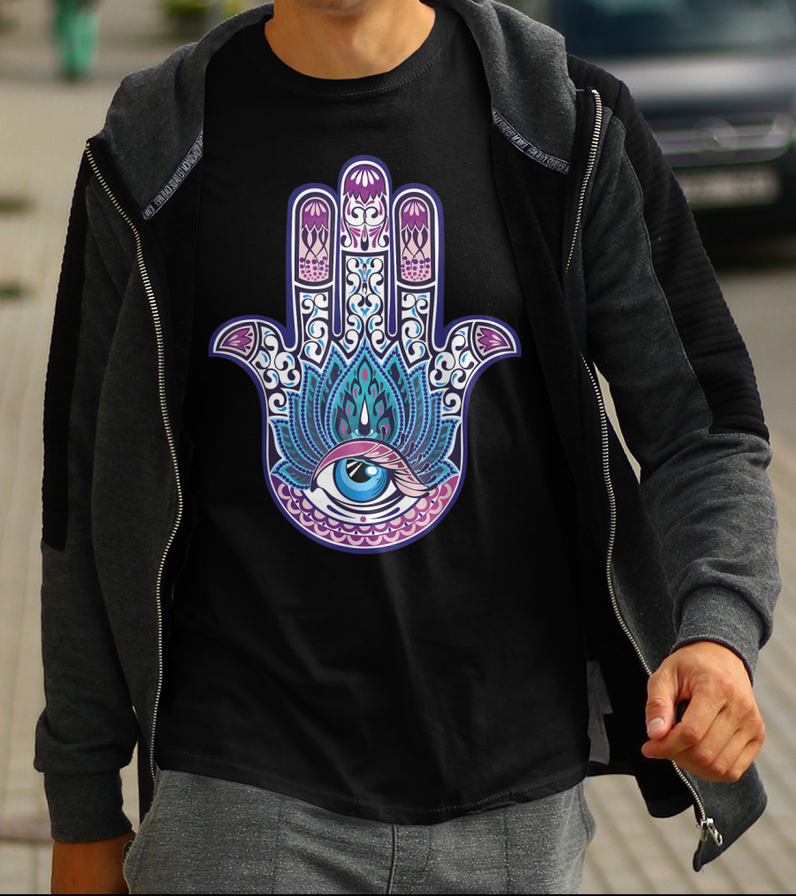 Hamsa Mandala Eye Hand Of Fatima Womens Yoga Iconic T-Shirt