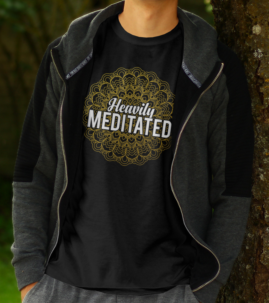 Heavily Meditated Funny Yoga Pun With Mandala T-Shirt