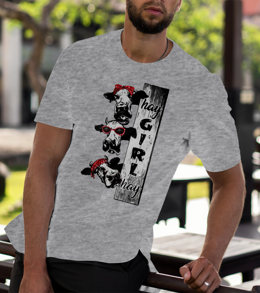 Hay GIRL Hay Cow Trio Red Bandana And Glasses T-Shirt