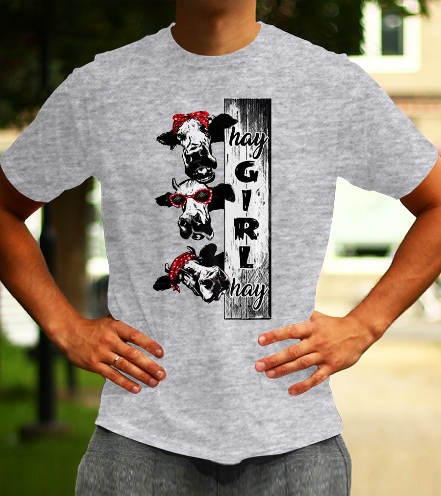 Hay GIRL Hay Cow Trio Red Bandana And Glasses T-Shirt