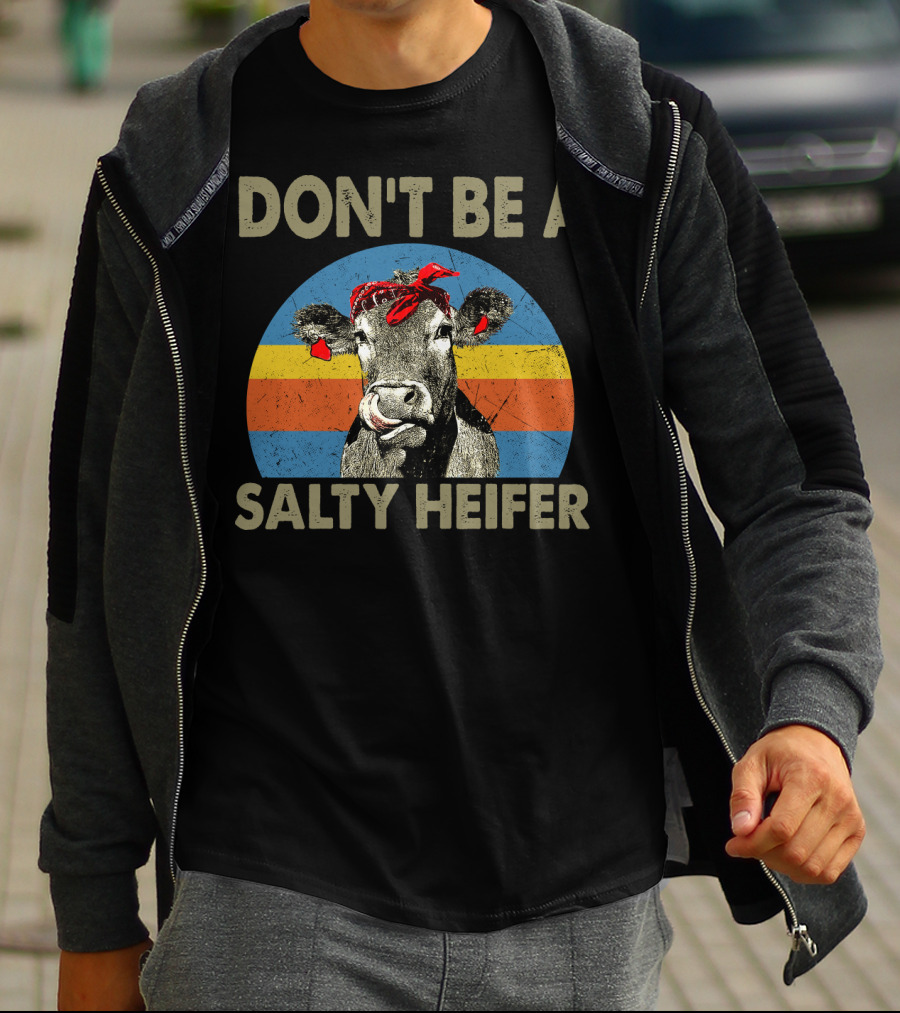 DON'T BE A SALTY HEIFER Retro Cow Bandana T-Shirt
